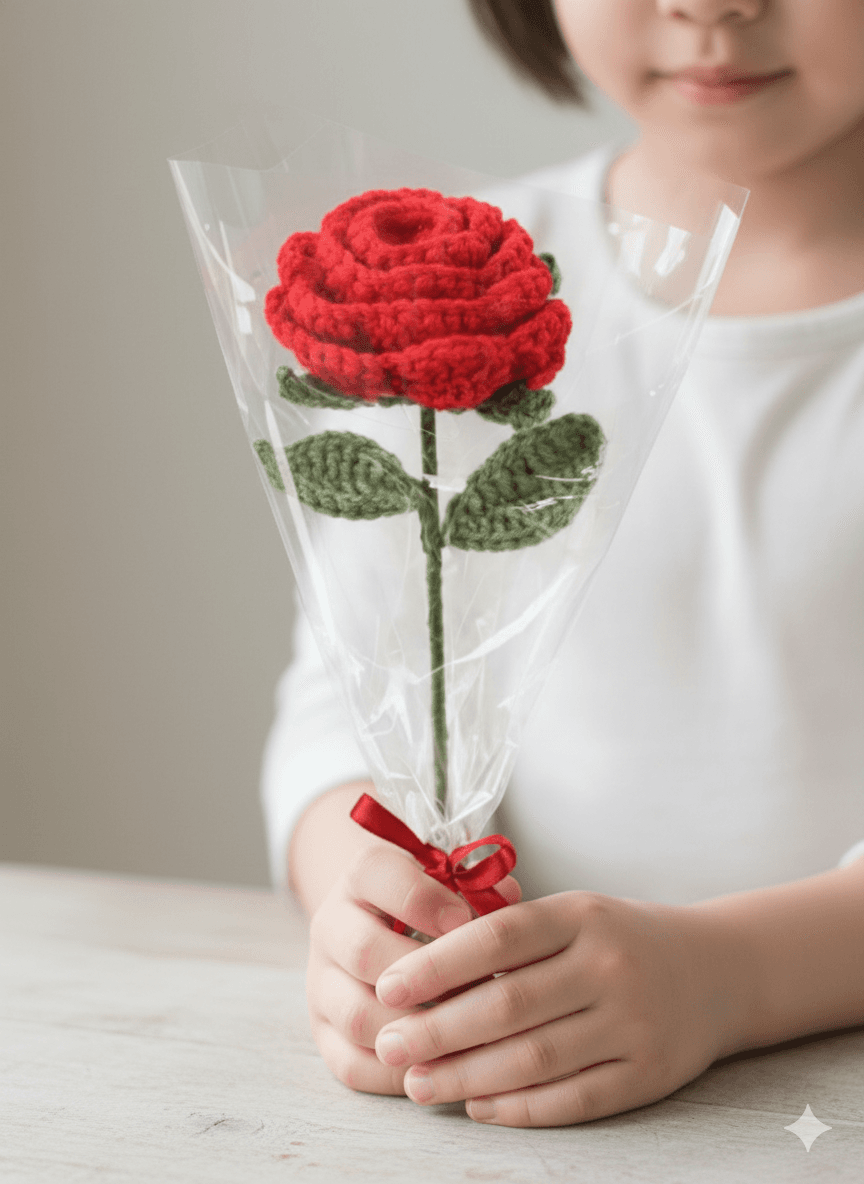 Single Crochet Rose - EverRed